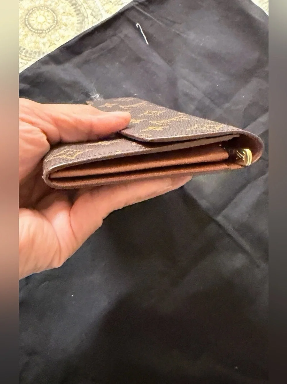 Louis Vuitton Brown Monogram Snap Flap Wallet Zip Coin Pocket Folding Card/COA